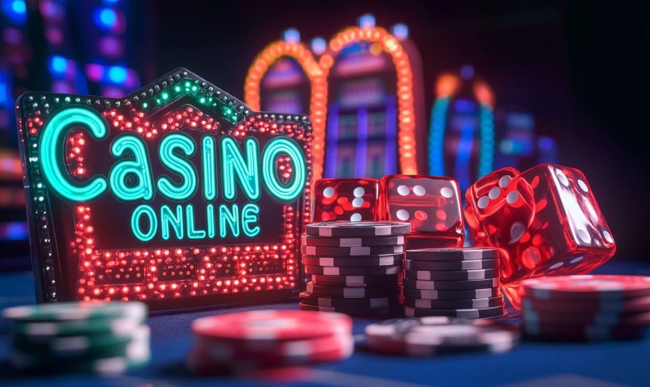 Ilustrasi fitur kasino online dengan live dealer dan permainan slot